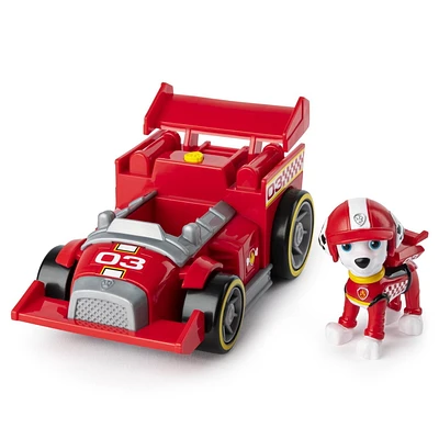 PAW Patrol, Ready, Race, Rescue, Véhicule de luxe Race & Go de Marcus avec effets sonores, pour les enfants à partir de 3 ans