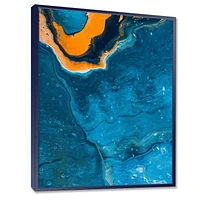 Designart Composition Abstraite En Marbre En Bleu Et Orange III ART MURAL À CADRE FLOTTÉ