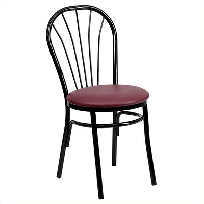 Flash Furniture Hercules Metal Dining Chair in Black and Burgundy