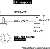 Avanities 30 in. Barre à serviette ronde en acier inoxydable W en acier inoxydable brossé AI-34581