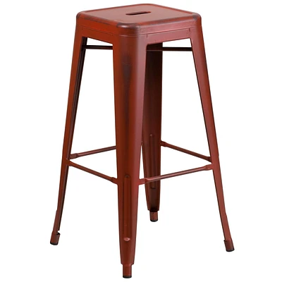Tabouret de bar en métal vieilli noir de 30 pouces de hauteur sans dossier pour l'intérieur et l'extérieur
