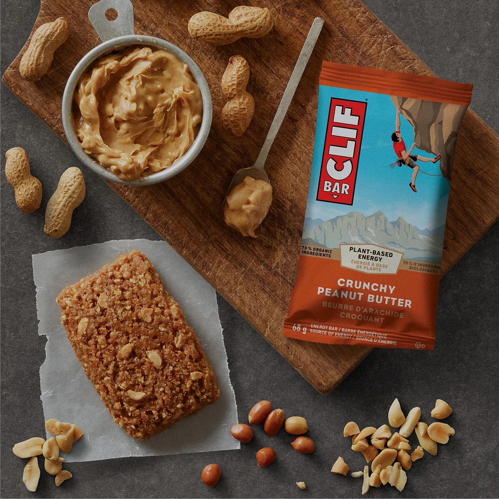 CLIF BAR, Crunchy Peanut Butter Energy Bar, 70% Organic Ingredients, No Artificial Flavours, 68 g (Pack of 6)