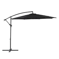 Parasol de terrasse inclinable en porte-à-faux CorLiving de 9,5 pieds avec cadre en acier, 8 bras de support et poids de base inclus