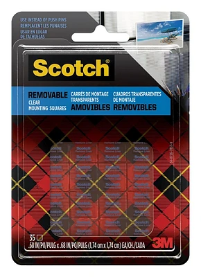 Carrés de montage transparents amovibles à double face adhésive Scotch® 859S-ESF, 1,7 cm x 1,7 cm (11/16 po x 11/16 po) Carrés mont. Scotch® 859S-ESF