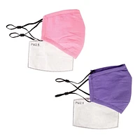 Set of 2 Reusable Cotton Face Masks for Kids, 3 Layer Cotton Face Mask