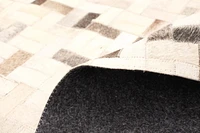 ECARPETGALLERY 8'0" x 10'3" Contemporary Cowhide Patchwork Handmade Area Rug for Living Room, Dining Room and Bedroom in Ivory