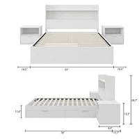 Nexera Hunter Platform Bed With Headboard And 2 Nightstands