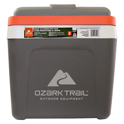 Glacière thermoélectrique Ozark Trail 26 pintes, glacière de voyage portable, Highline 12 V sans glace 30 canettes, gris
