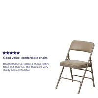 4 Pk. HERCULES Series Curved Triple Braced & Double Hinged Beige Vinyl Metal Folding Chair