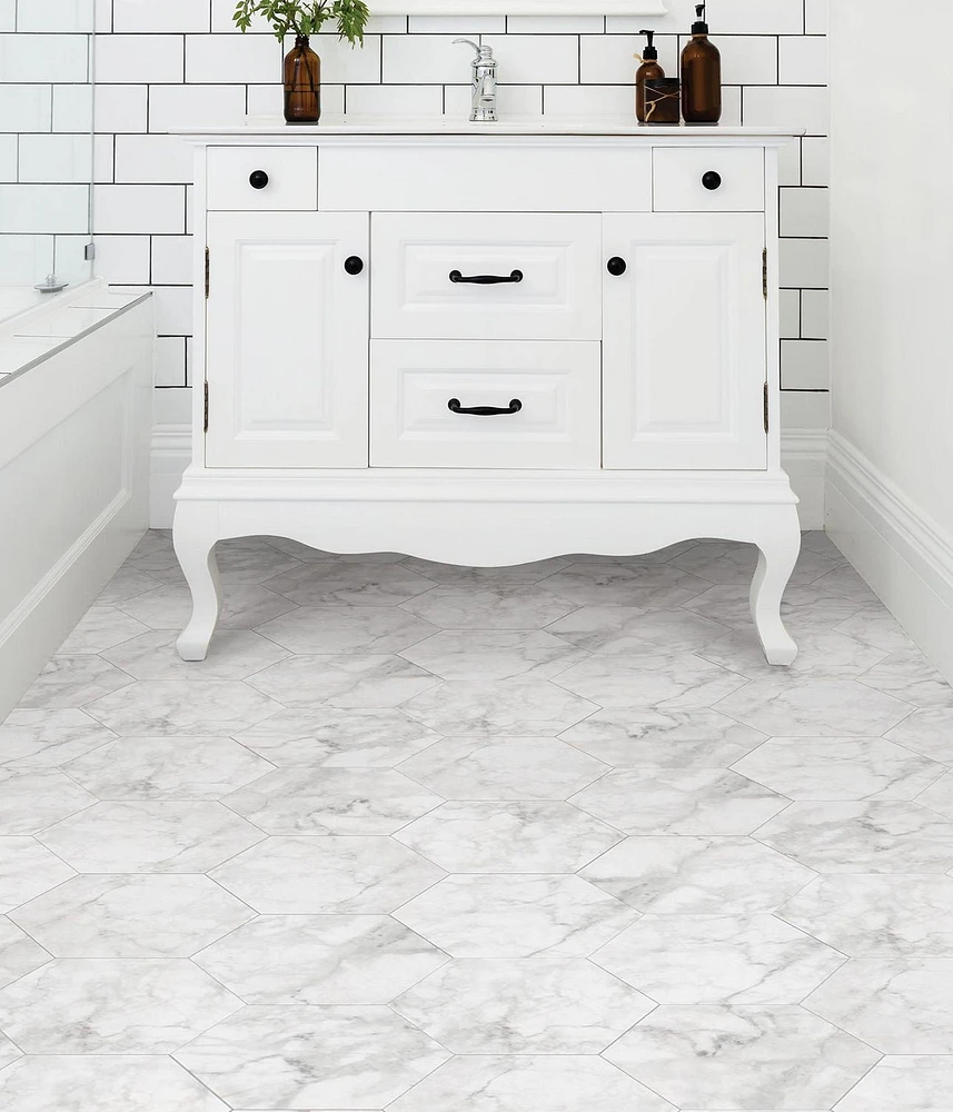 FloorPops Milena Peel and Stick Hexagon Floor Tiles Set of 20