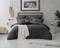 Natural Crinkle Fabric Ultra Soft Solid Duvet Cover Set - Zipper Closure