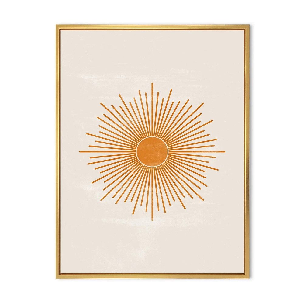 Designart Imprimé soleil orange II ART MURAL À CADRE FLOTTÉ