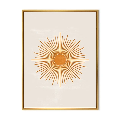 Designart Imprimé soleil orange II ART MURAL À CADRE FLOTTÉ