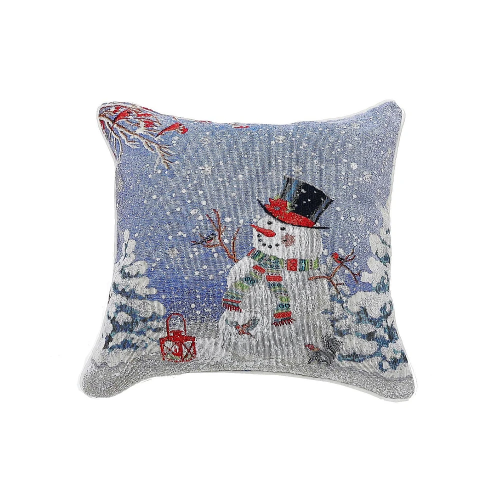 Christmas Tapestry Cushion Black Top Hat Snowman 18X18 - Ensemble De 2