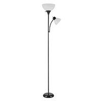 Lampe torchère sur pied en métal de collection Delilah par Globe Electric de 72 po + lumière de lecture ajustable en blanc mat