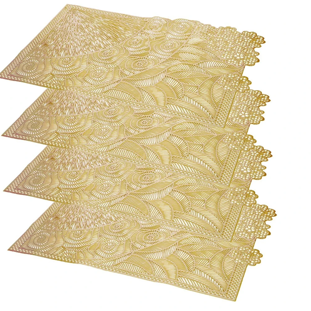 Chantilly Rectangular Gold Vinyl Placemat 45x30 cm Set of 4