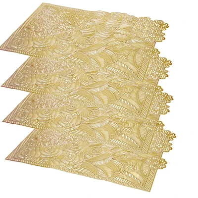 Chantilly Rectangular Gold Vinyl Placemat 45x30 cm Set of 4