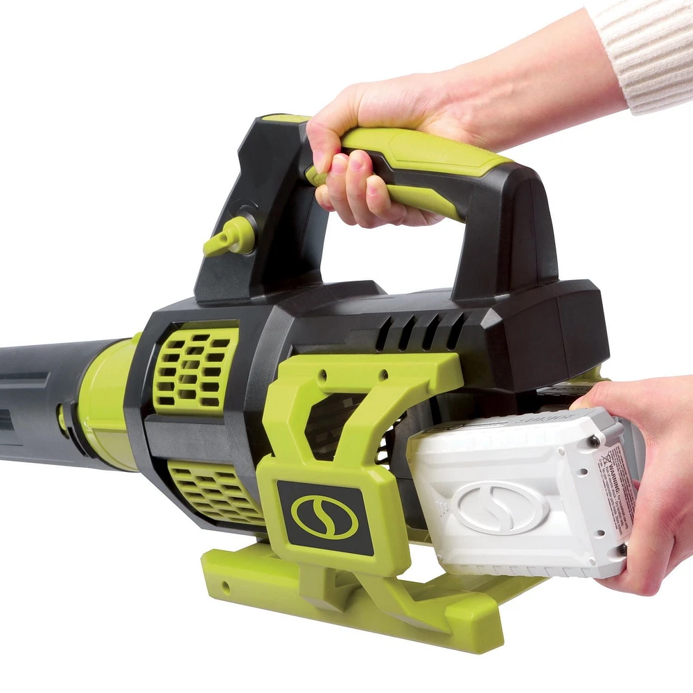 SunJoe 48V iON Souffleur à turbine sans balais sans fil avec 2 piles 24V et chargeur double