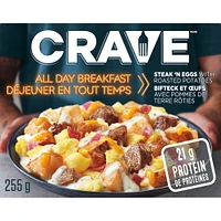 Déjeuner toute la journée CRAVE - Steak et œufs avec pommes de terre rôties 255 g