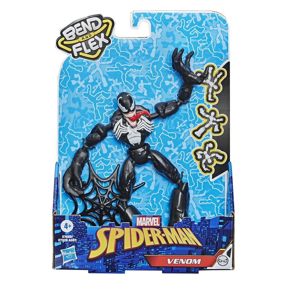 Marvel Spider-Man Bend and Flex Venom Action Figure Toy, 6-Inch Flexible Figure, Includes Web Accessory, For Kids Ages 6 And Up