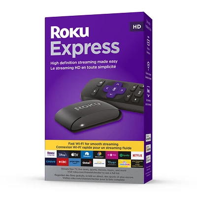 Roku Express (New, 2023) HD Streaming Device with High-Speed HDMI Cable and Simple Remote (No TV Controls), Guided Setup and Fast Wi-Fi Le streaming HD