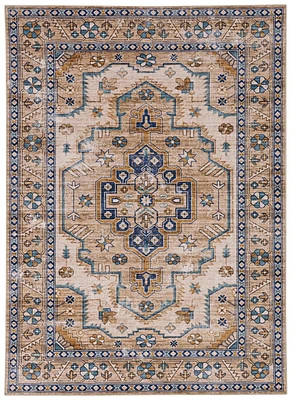 Tapis d'appoint lavable Julian 3 pi x 5 pi ivoire et or