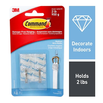Command™ Wire Hooks 17065CLR-EF, Medium, Command™ Hooks 17065CLR-EF