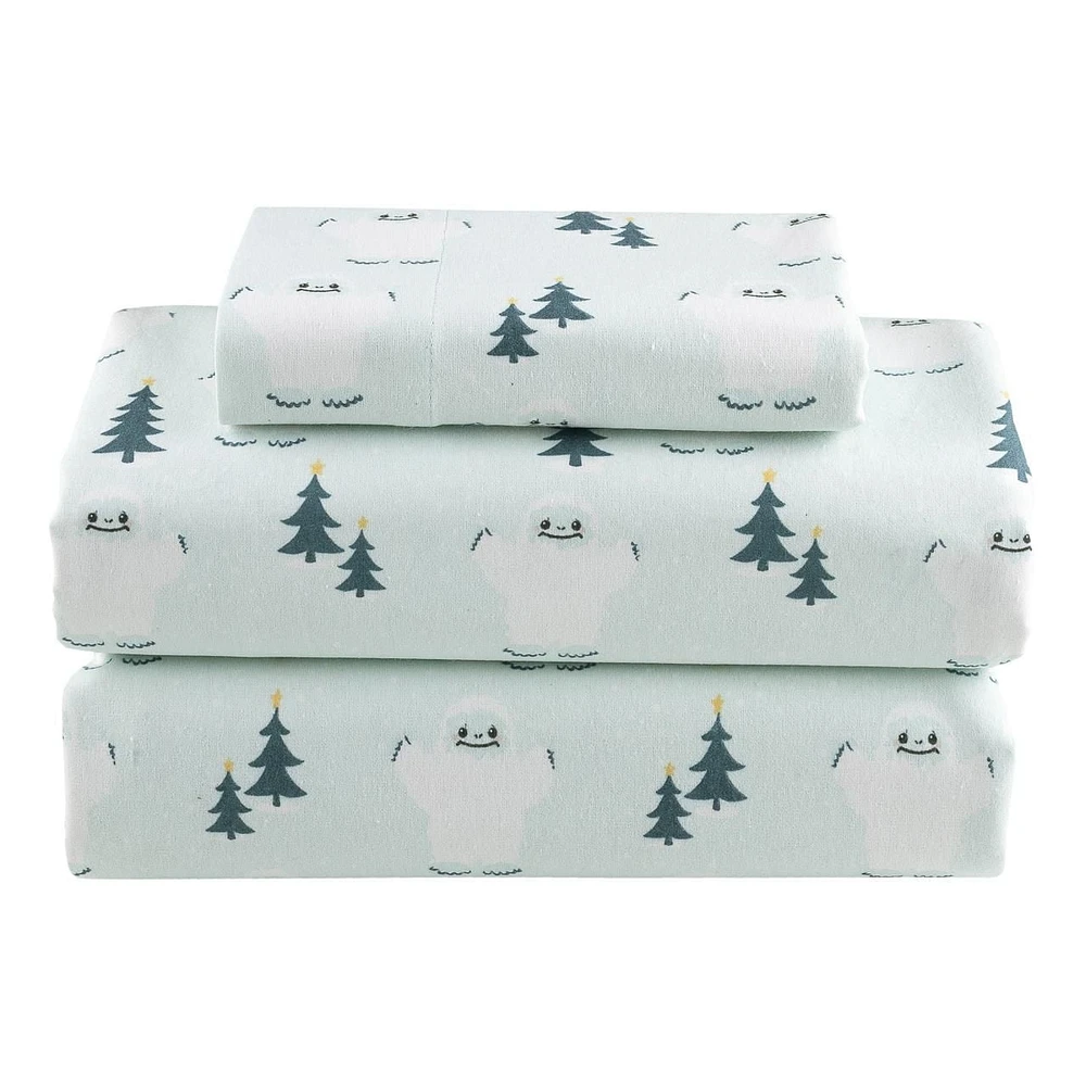 Ensemble de draps en flanelle des Fêtes botanique
