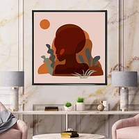 Designart Silhouette minimale de femme afro-américaine ART MURAL À CADRE FLOTTÉ
