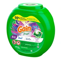 Capsules de détergent à lessive Gain Flings, capsules de détergent HE 3 en 1 avec Oxi Boost et Febreeze, parfum Brise nocturne 76CT