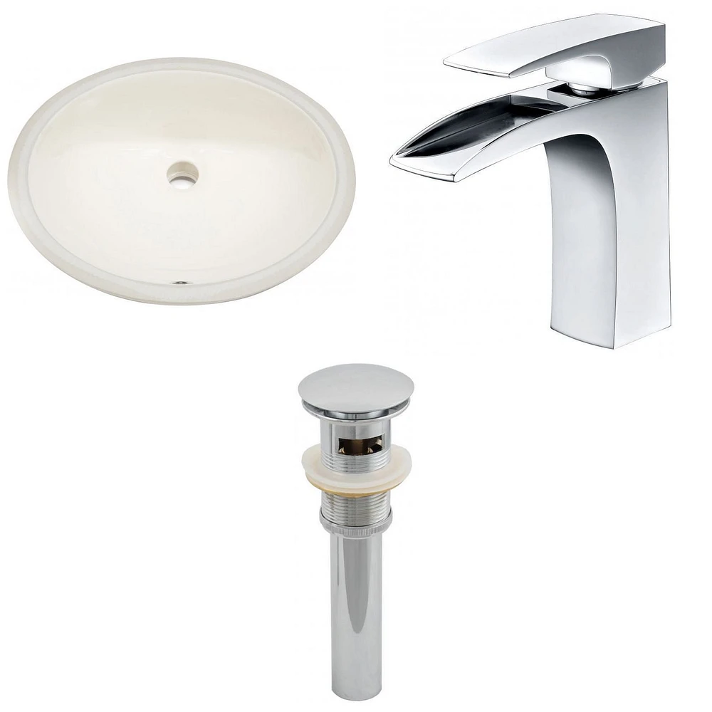 19.5-in. W CUPC Oval Bathroom Undermount Sink Set In Biscuit - Chrome Hardware - Overflow Drain Incl. AI-13153
