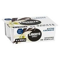 Liberté Greek 5% Extra Creamy Yogurt, Vanilla Bean, High Protein, 4 x 100 g, 4 x 100 g, 400 g