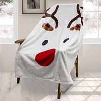 Safdie & Co. Premium Ultra Soft Ribbed Flannel Christmas Throw Blanket Reindeer