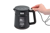 TRU Rapid Cold Brew Coffee Maker, Stylish Black with wood-grain