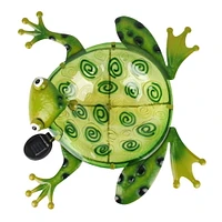 Angelo Decor bain d'oiseau en verre grenouille 74 cm avec piquet en métal et lumière solaire