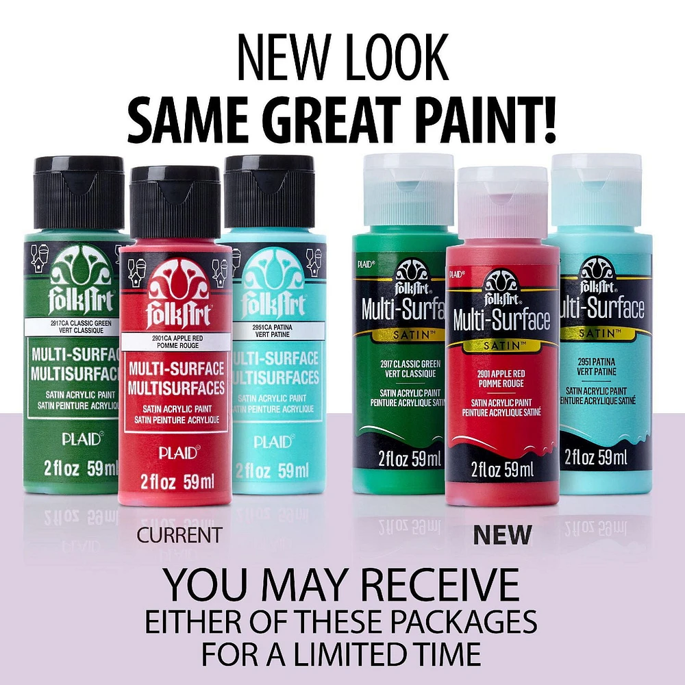 FolkArt Multi-Surface Satin Acrylic Paint, 2 oz., Lime Green, FolkArt Multi-Surface Paint