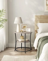 Boutique Home Side Round End Table with 2 Shelves Ideal for Living Room, Den or Bedroom