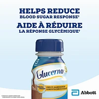 Boisson nutritive Glucerna, Substitut de repas, Alimentation complète et équilibrée pour les personnes diabétiques, Chocolat, 6 x 237 mL Alimentation complète et équilibrée