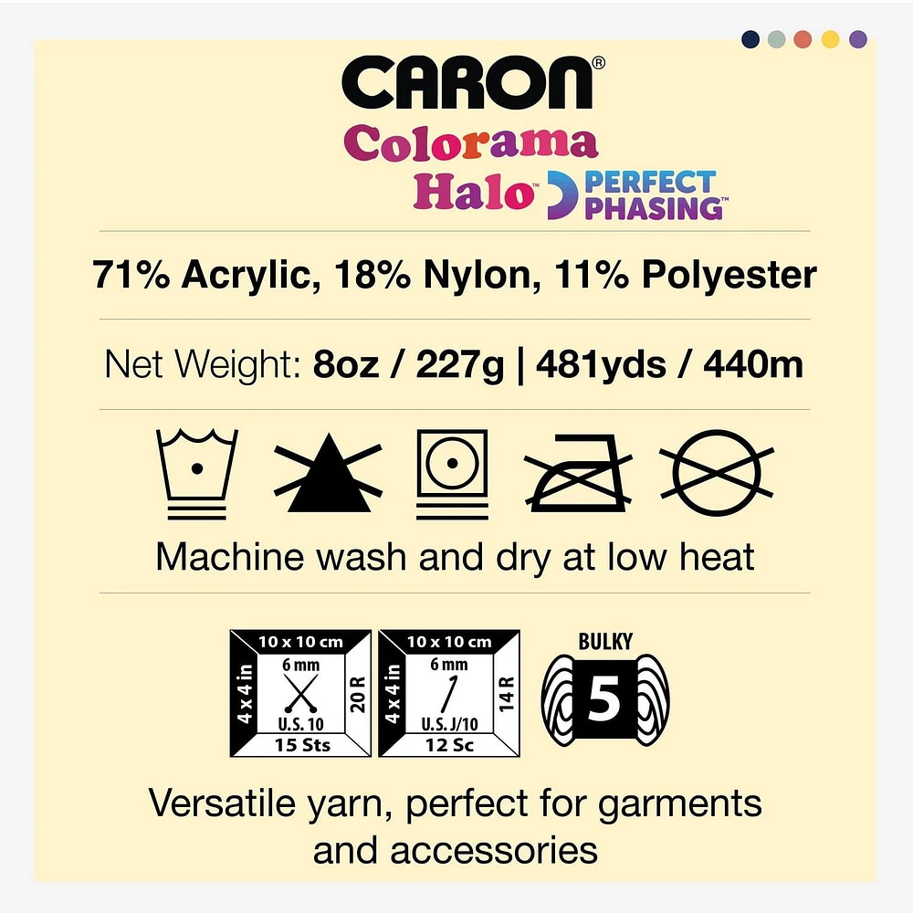 Caron® Fil Halo Colorama™, #5 Volumineux, 8 oz/227 g, 481 Yards Fil doux et luxueusement texturé