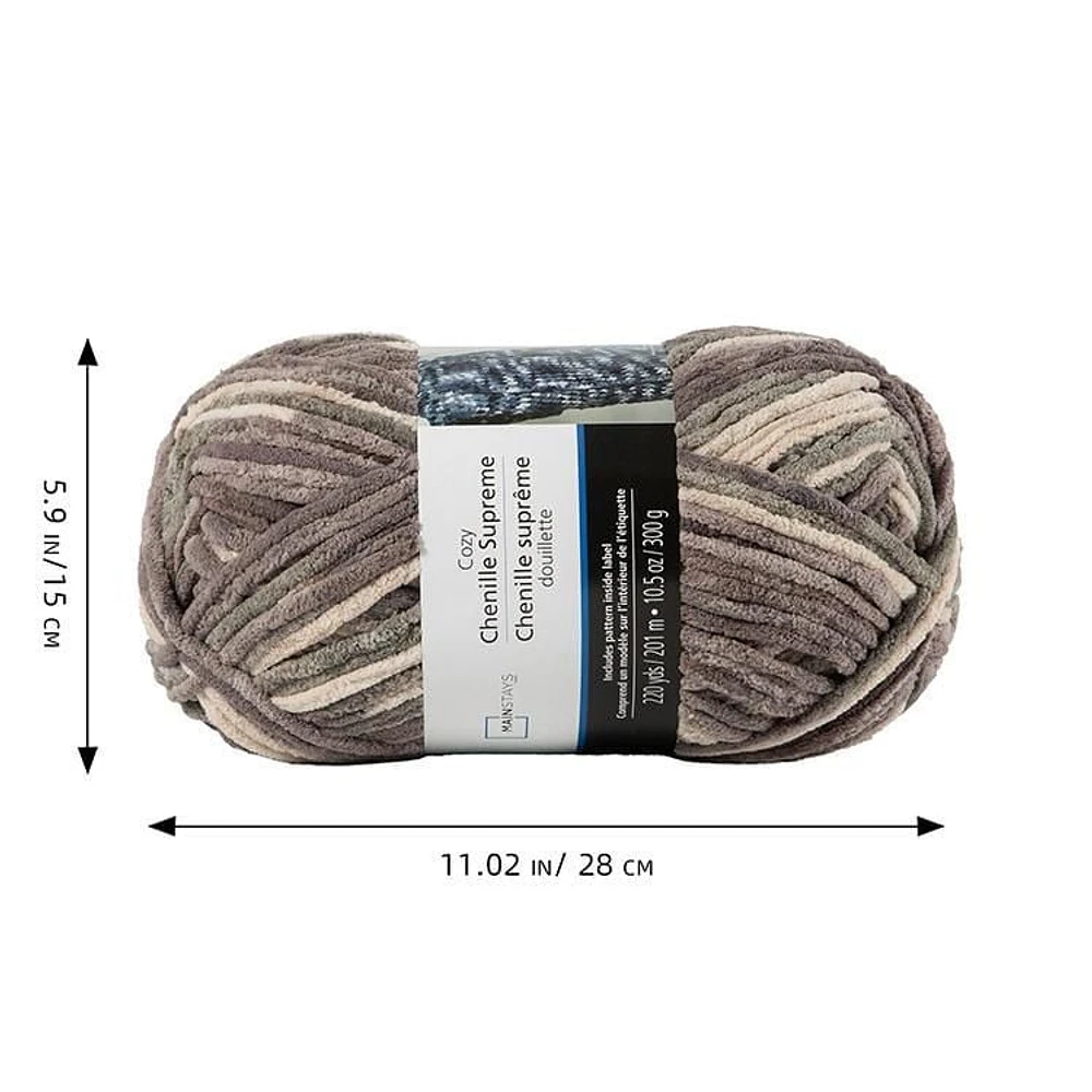 Fil chenille de gris chaud confortable de MAINSTAYS Fil 100% polyester