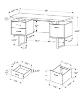 Monarch Specialties Bureau, Bureau À Domicile, Ordinateur Portable, Configuration Gauche, Droite, Tiroirs De Rangement, 60"l, Travail, Métal, Stratifié, Noir, Gris, Contemporain, Moderne