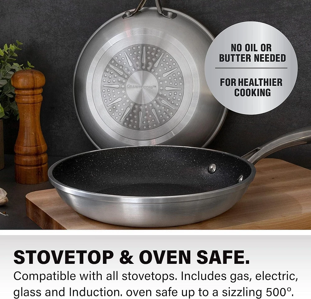 Granitestone 5-Piece Nonstick Silver Cookware Set Oven & Dishwasher Safe