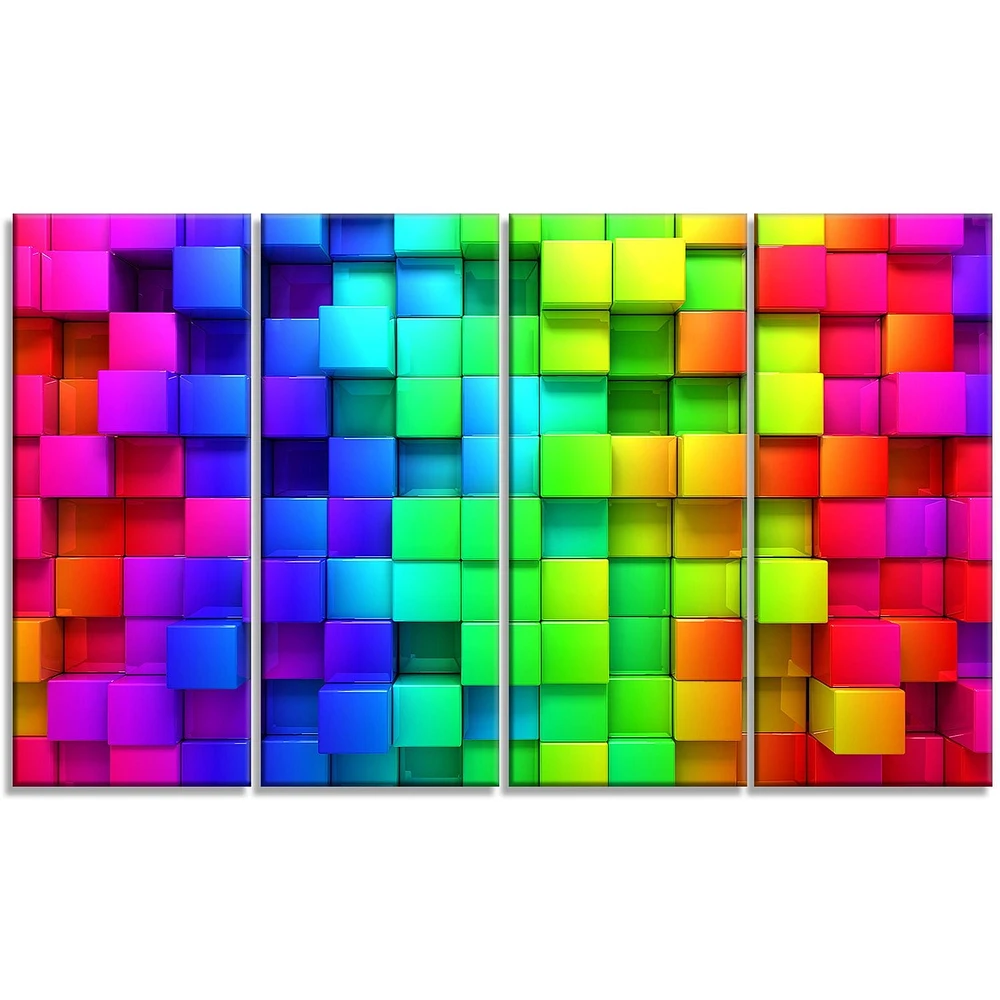 Design Art Rainbow of Colourful Boxes Multipanel Abstract Extra Large Metal Wall Art