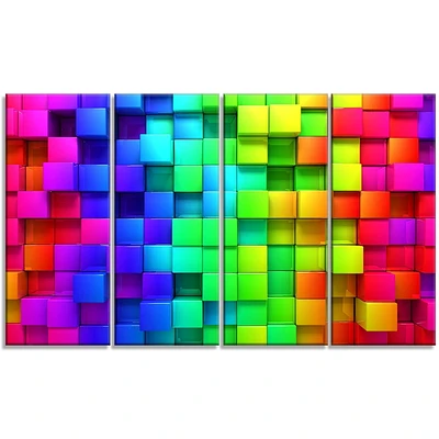 Art mural abstrait en métal Design Art Boîtes colorées à panneaux multiples de taille très grande