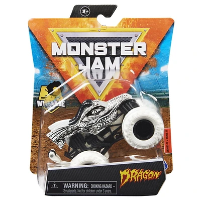 Monster Jam, Monster truck Dragon officiel, véhicule en métal moulé, série Max Contrast, échelle 1:64