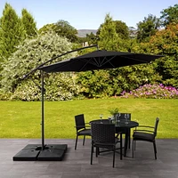 Parasol de terrasse inclinable en porte-à-faux CorLiving de 9,5 pieds avec cadre en acier, 8 bras de support et poids de base inclus