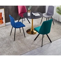 Kenlyn Dining Table,sleek black sintered stone, sturdy base in a brushed gold brass finish. This 35.5-inch table exudes modern elegance and sophistication