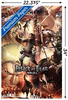 Attack on Titan: Season 3 – Key Art 22.375" x 34" Wall Poster with Beechwood Magnetic Frame