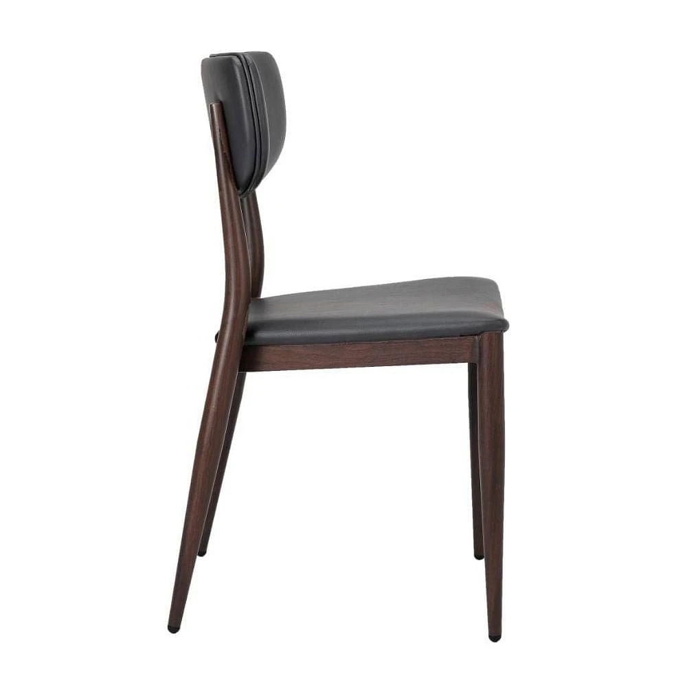 Chaise de salle à manger en similicuir PU Sammy en gris avec cadre en métal noir, Chaise de salle à manger latérale, Chaise sans accoudoirs Ensemble 2
