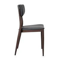 Chaise de salle à manger en similicuir PU Sammy en gris avec cadre en métal noir, Chaise de salle à manger latérale, Chaise sans accoudoirs Ensemble 2